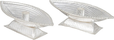 

Siri Creations Boat Shaped Silver (Pack of 2) Table Diya Set(Height: 1 inch)