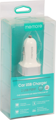 

Memore [Dual Port] USB Car Charger 2.4A Output x 2 Compatible with all Iphone, Android Smartphones and more devices Dock(Silver)