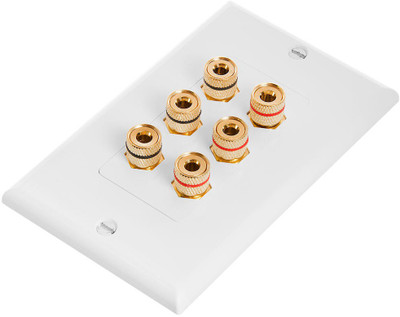

MX 6 SOCKET 4mm BANANA PLUG BINDING POST FEMALE Speaker Cable WALL PLATE FACEPLATE (114 X 70 mm) Dock(White)