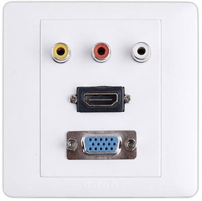 

Tech Gear HDMI VGA AV Wall plate Panel Dock(White)