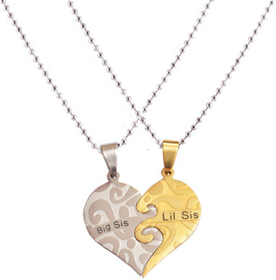 

Men Style New Love Couple His and Hers Necklace for Lovers Big Sis Lil Sis Engraved Gold, Silver Dog Tag