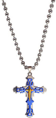 

Men Style Gold Punk Jesus Blue Jesus Cross Silver Jesus Cross Crystal Engraved Blue, Silver Dog Tag