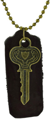 

the jewelbox Vintage Key Debossed Brown Dog Tag
