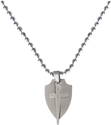 

Rich & Famous Elegant Leaf Jesus Christ Cross Fashion MKPn07030 Engraved Silver Dog Tag