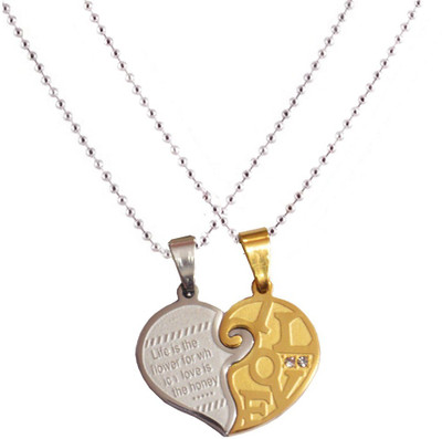 

Men Style New Love Couple His and Hers Necklace for Lovers Love Engraved Gold, Silver Dog Tag