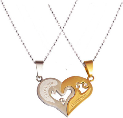 

Men Style New Love Couple His and Hers Necklace for Lovers I Love You Engraved Gold, Silver Dog Tag