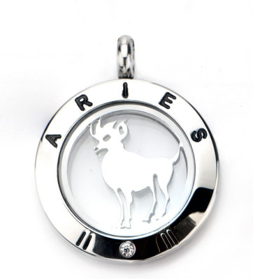 

Inox Jewelry Round Aries Cz SSPRAARI Plain Silver Dog Tag