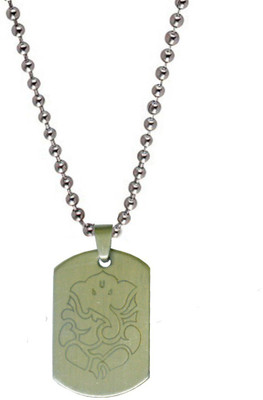 

Men Style Shree Jai Ganesh Plated Engraved Silver Dog Tag