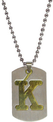 

Men Style Alphabet letter "K" plated Engraved Silver Dog Tag