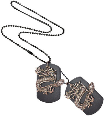 

Men Style filigree heart Dragon Beauty Engraved Black, Silver Dog Tag