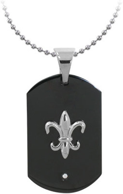 

Inox Jewelry Black Embossed Fleur-De-Lis Id Tag Cz SSP3061DJZ1 Plain Black Dog Tag