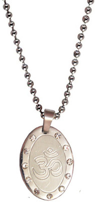 

Men Style Crystal Om Engraved Silver Dog Tag