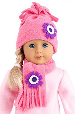 

DreamWorld Collections Hat And Scarf American Girl Clothes (Outfit Sold Separately)(Pink)