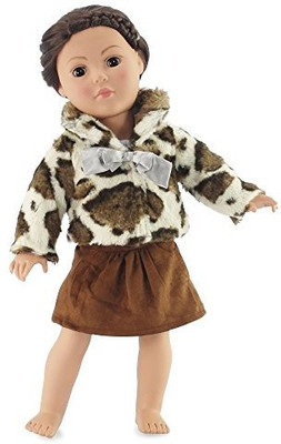Emily Rose Doll Clothes 18 Inch Clothes Leopard Print Coat And Skirt Outfit(Multicolor)