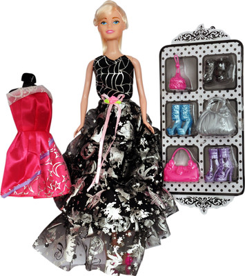 

Planet of Toys 30CM BLOND DOLL WITH DRESS, ACCESSORIES(Black)