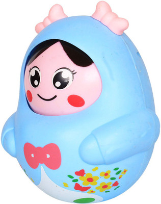 

Ole Baby Nodding Baby Rattles Roly-poly with Music Toys Children Kids Lovely Face Tumblers(Blue)