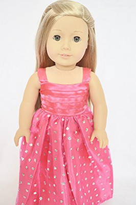 

DollsHobbiesNMore Pink Sparkle Princess Dress For 18 Inch American Girl(Pink)