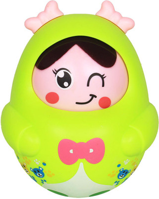 

Ole Baby Nodding Baby Rattles Roly-poly with Music Toys Children Kids Lovely Face Tumblers(Green)