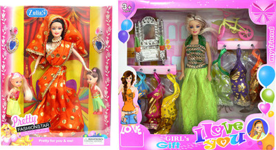 Amaya Pretty Fashion Doll292 Set Of 2(Multicolor)