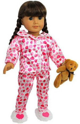 

Dress Along Dolly Clothes For American Girl4 Piece "Hearts And Kisses"(Pink)
