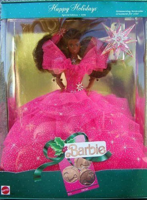 

Mattel Happy Holidays Special Edition 1990 African American Barbie(Pink)