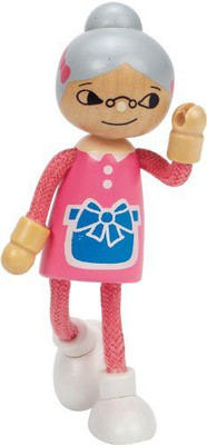 Hape Happy Family Poseable Wooden Grandmother Play Doll(Multicolor)
