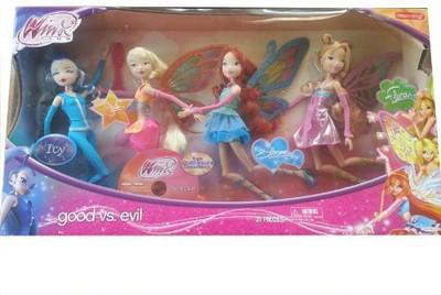 

Winx Club Good vs Evil 4 Pack Icy Bloom Stella Flora 11.5" Enchantix Dolls(Multicolor)