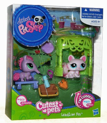 

Hasbro Littlest Pet Shop Cutest Pets Lunchtime Fun - Anteater 2618 & Kitten 2619(Multicolor)