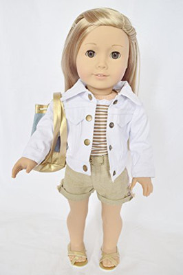 

DollsHobbiesNMore WHITE DENIM SHORTS SET WITH ACCESSORIES FOR AMERICAN GIRL DOLLS(Multicolor)
