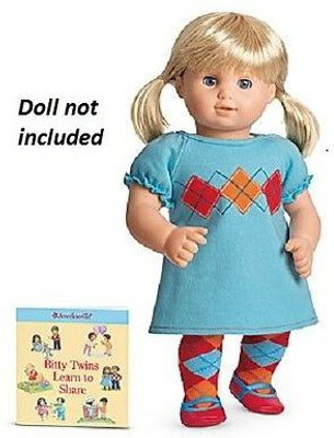 

American Girl Bitty Ba Twins Aqua Argyle Dress Outfit For+ Booknew In Bag(Multicolor)