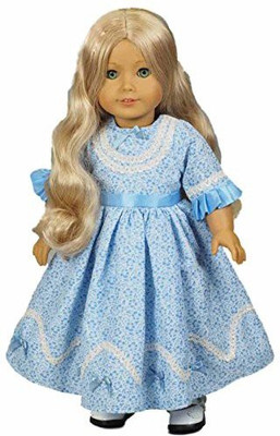 

The Queen's Treasures High Quality 1800'S Historic Style Blue Calico Sunday(Blue)