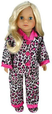 

Sophia's 18 Inch Doll Clothes Pajama Set & Doll Slippers, 3 Pc. Set Fits 18 Inch American Girl Dolls and More! Stylish Matching Slippers and Doll PJ's in Satin Animal Print by My Doll's Life(Pink)