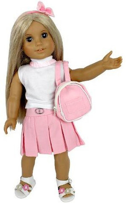 

Dress Along Dolly Doll Clothes for 18" Girl Dolls: 5 Pc "School Days" Outfit - (Includes Skirt, Shirt, Shoes, Hairband, and Backpack)(Multicolor)