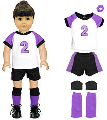 

Pink Butterfly Closet Doll Clothes - 5 Piece Soccer Outfit Set Fits American Girl Dolls, Madame Alexander and Other 18" Dolls(Multicolor)