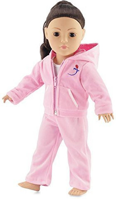 

Emily Rose Doll Clothes Pink Velour Juicy Jogging Suit Fits American Girl Dolls | 18 Inch | Includes White Tank Top(Multicolor)