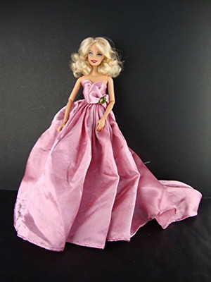 

Olivia's Doll Closet A Long Flowing Gown in Pink with a Large Train Made to Fit the Barbie Doll(Multicolor)