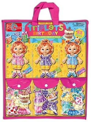 

T.S. Shure Teeny Tiny Triplets Birthday Wooden Magnetic Dressup(Multicolor)