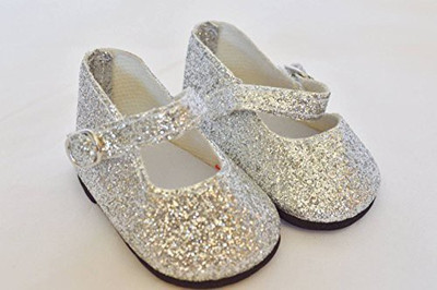 

DollsHobbiesNMore Silver Sparkle Mary Janes For American Girl(Silver)