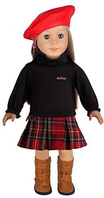 

ebuddy 3pc Skirt School Outfit Clothes Fits 18 Inch Girl Doll(Multicolor)