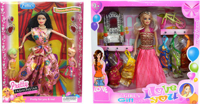 Amaya Pretty Fashion Doll275 Set Of 2(Multicolor)