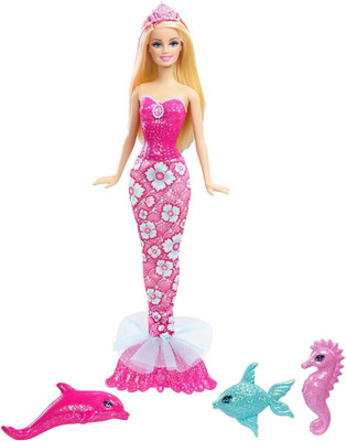 

Barbie Mermaid Doll and Pets(Pink, White)
