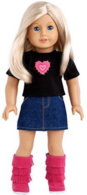 

DreamWorld Collections Rock Star 3 Piece Outfit Includes Tshirtdenim Skirt(Multicolor)