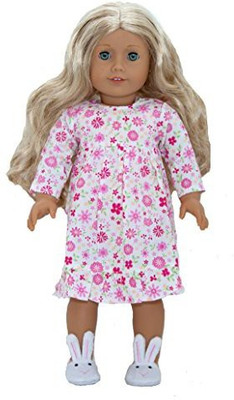 

Lilly and the Bee Novelties Goodnight World Nightgown With Bunny Slippers For American(Multicolor)