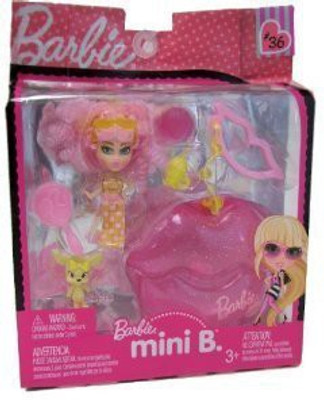 

Barbie Mini B. #36 Doll with Pink Lips Case & Pet(Multicolor)
