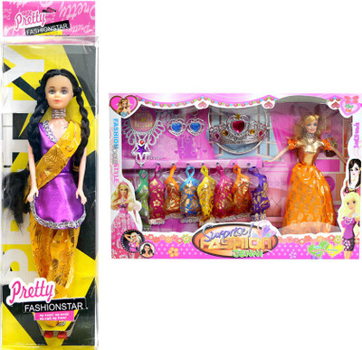 Amaya Pretty Fashion Doll76 Set Of 2(Multicolor)
