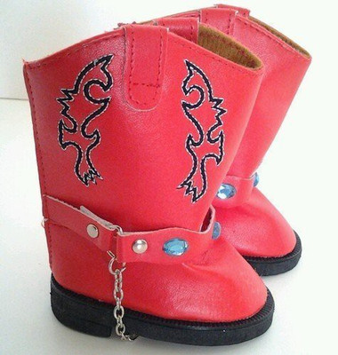 

DollsHobbiesNMore Red Cowgirl Boots With Gems For American Girl(Red)
