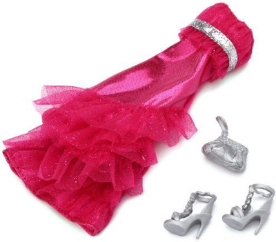 

Mattel 1 X Barbie Gown Fashions Hot Pink Sparkle Bow Dress(Pink)