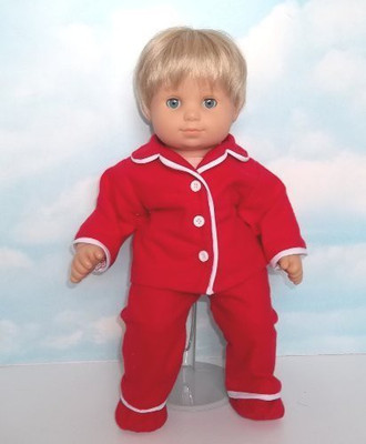 Beatrice Collection Red Flannel Pajamas With Slippers Fits 15"Like Bitty(Red)