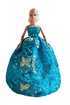 

Peregrine Barbie Blue Sequin Embroidered Gown With Butterfliesbride(Blue)