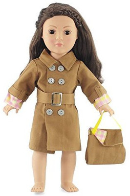

Emily Rose Doll Clothes Trench Coat And Messenger Bag 18 Inch Clothes Fits 18"(Brown)